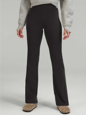 Lululemon Brushed Softstreme Ribbed Zip Flared Pants Dark Gray 8